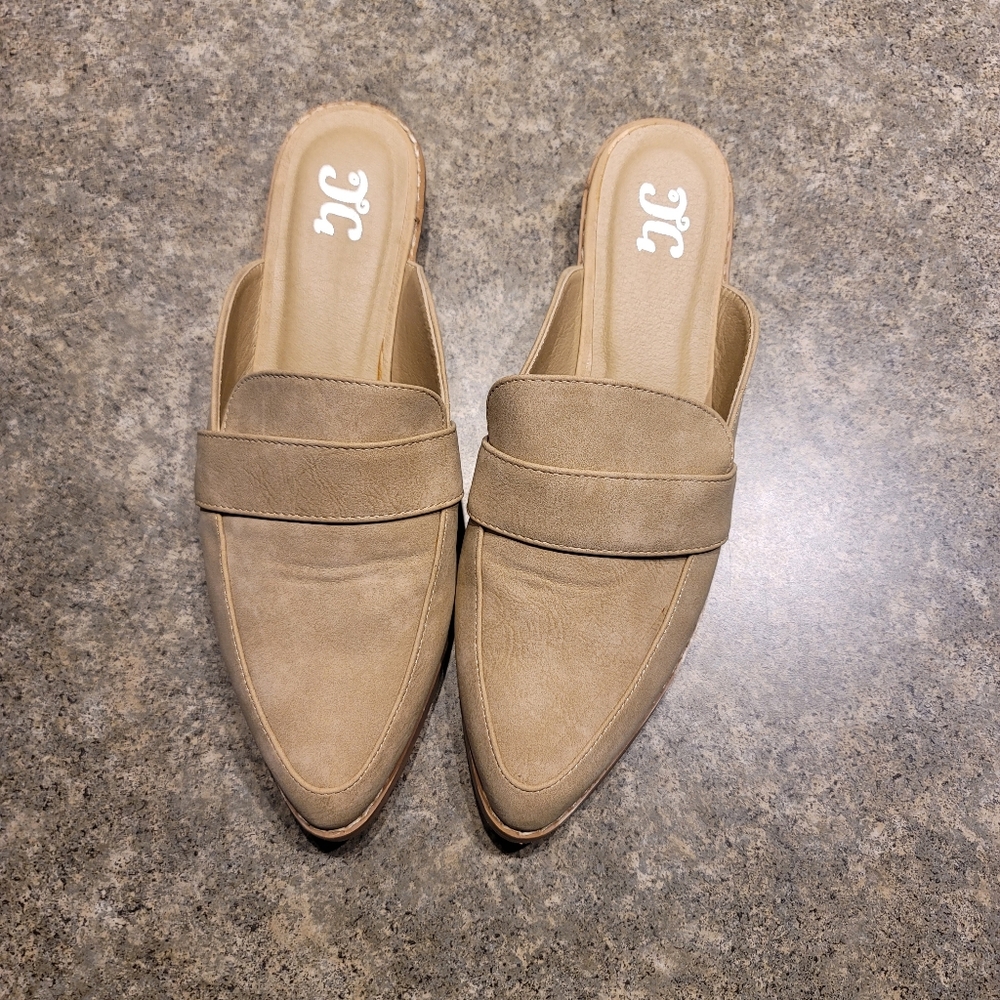 Neutral colored mules. Size 10
